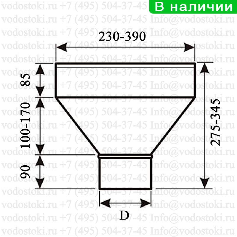 Водосточная воронка из оцинкованной стали соответствует ГОСТ 7623-84